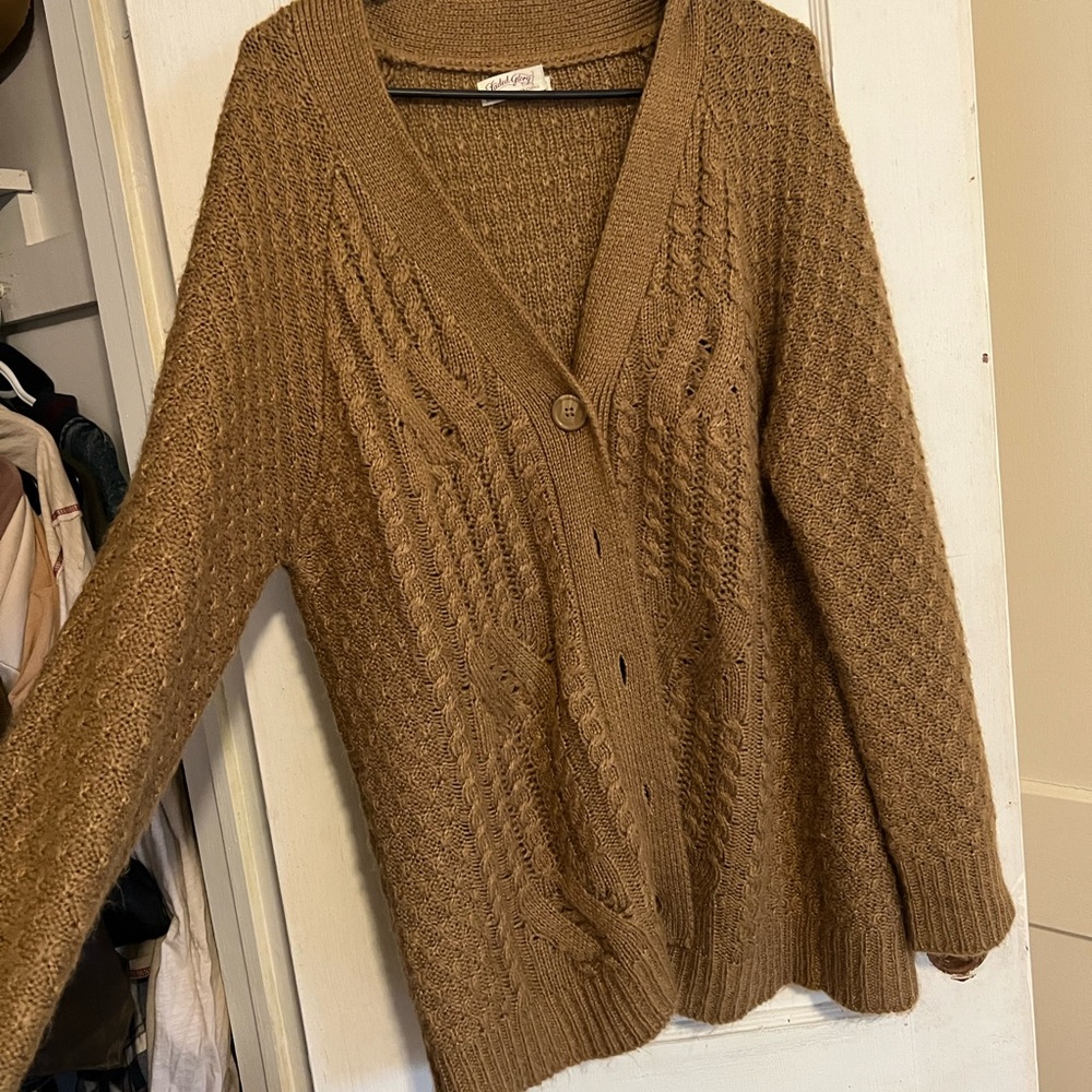 Faded Glory Tan Cable Knit Cardigan